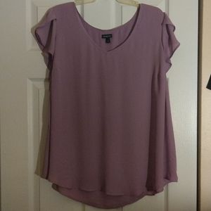 Purple Flutter Sleeve Blouse